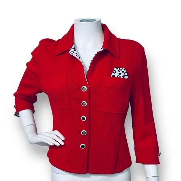 St John Collection by Marie Gray Red Santana Knit Blazer Size 6 Old Money - Picture 1 of 15